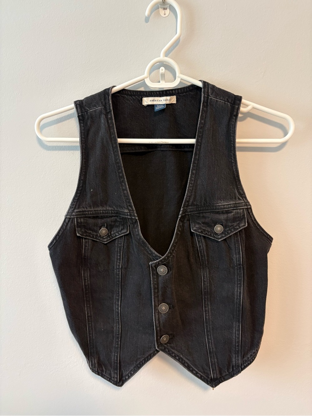 American Eagle Black Denim Vest